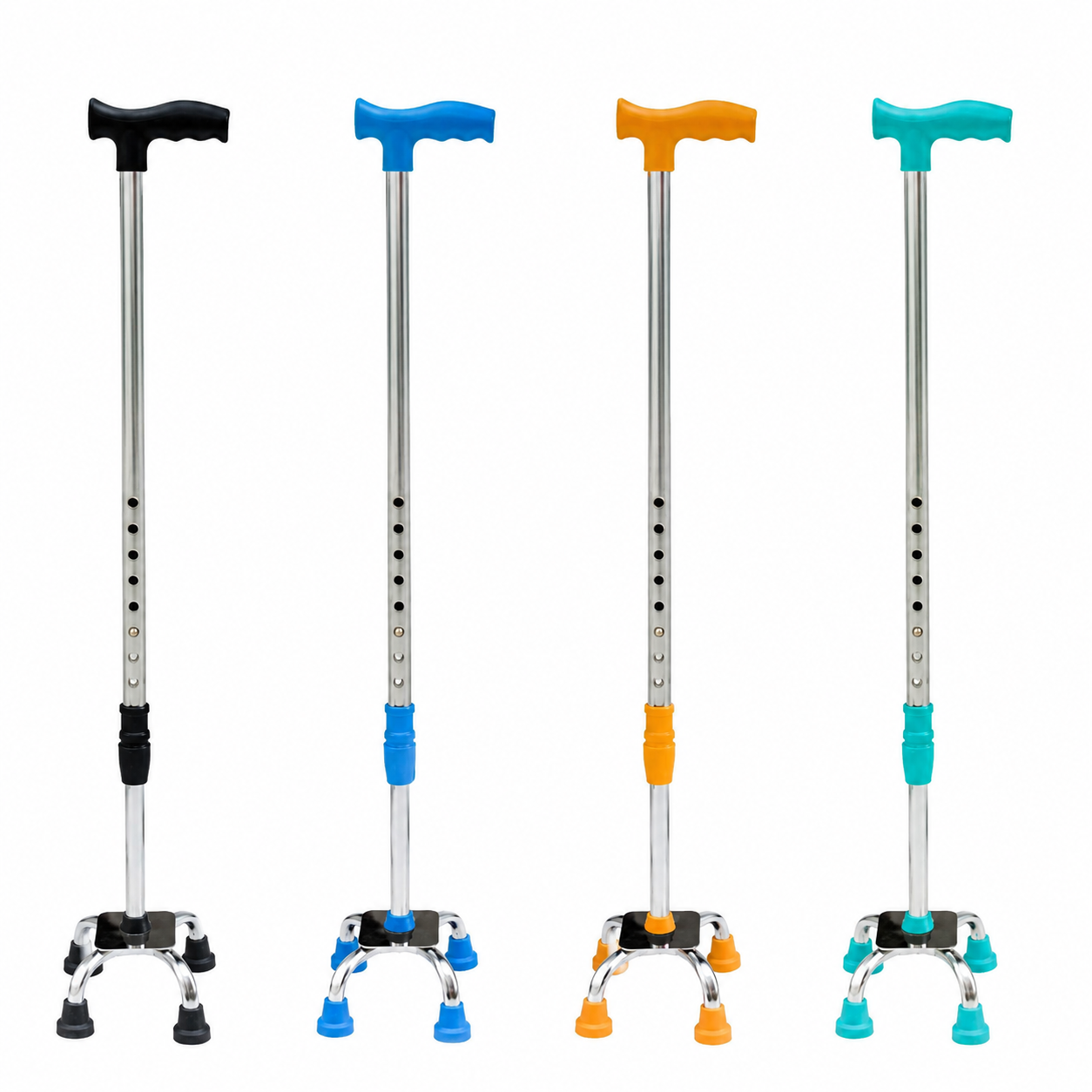 Compatible Replacement Adjustable 4 Leg Quadripod Walking Stick for Elderly & Senior Citizens